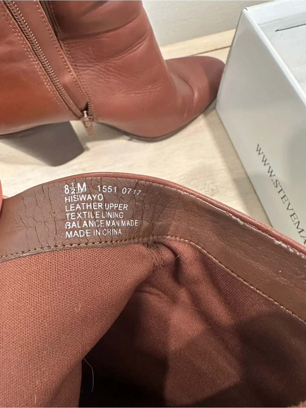 Steve Madden Chestnut Brown Leather Ankle Boots with Block Heel - Picture 8 of 8